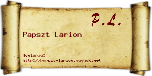 Papszt Larion névjegykártya